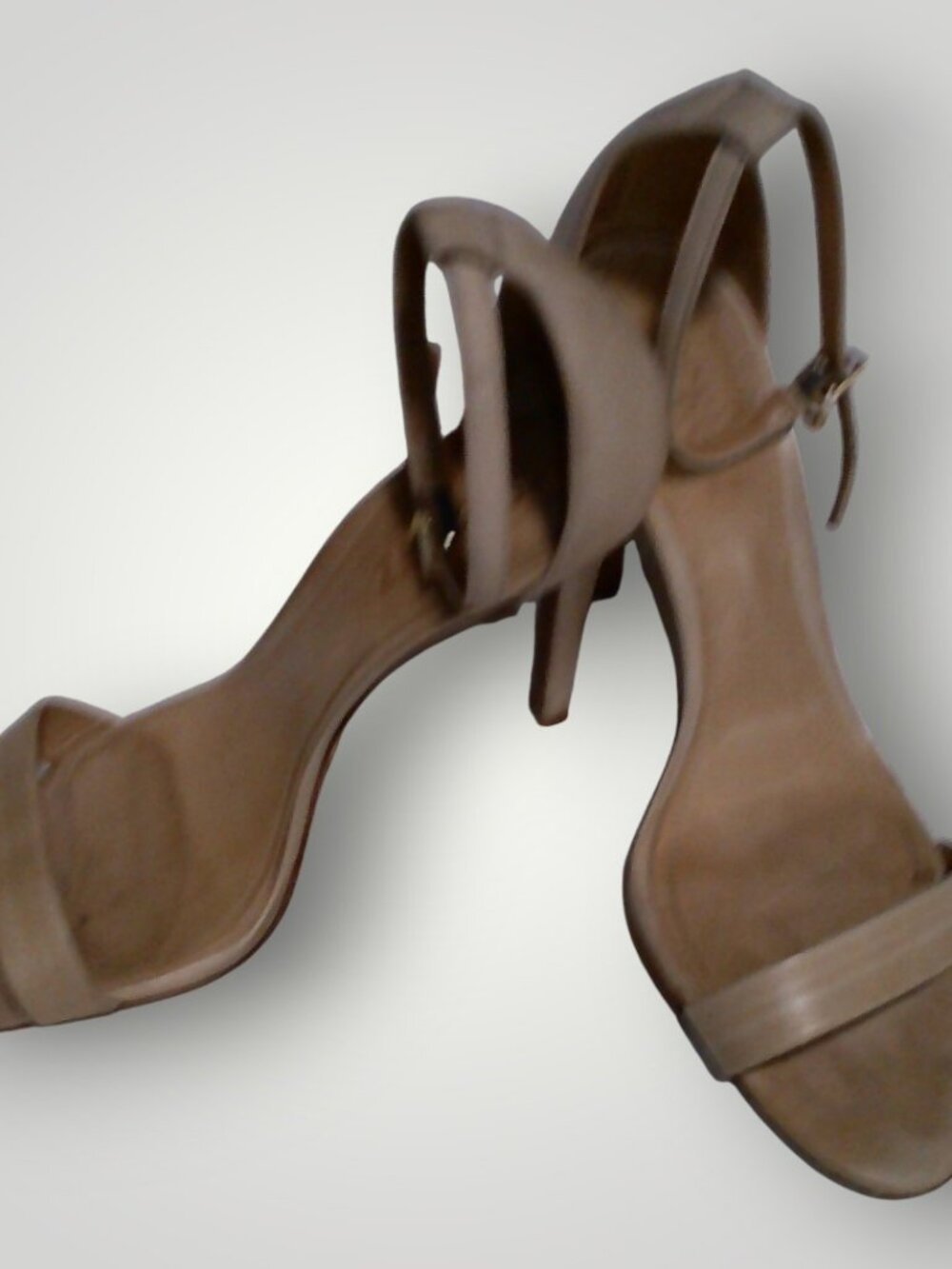 Schutz Leather Nude Ankle-Strap Stiletto Heel Sandals Size 7.5